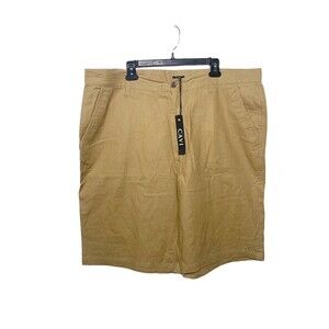 Cavi LInen Khaki Mens Chino shorts SZ 42 Flat Front Light Weight New